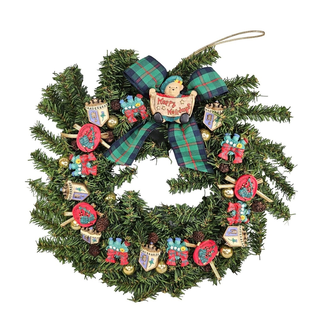 Highland Fling Wreath Vanderbear Family Scottish Dance Collection Xmas 1993 Vtg
